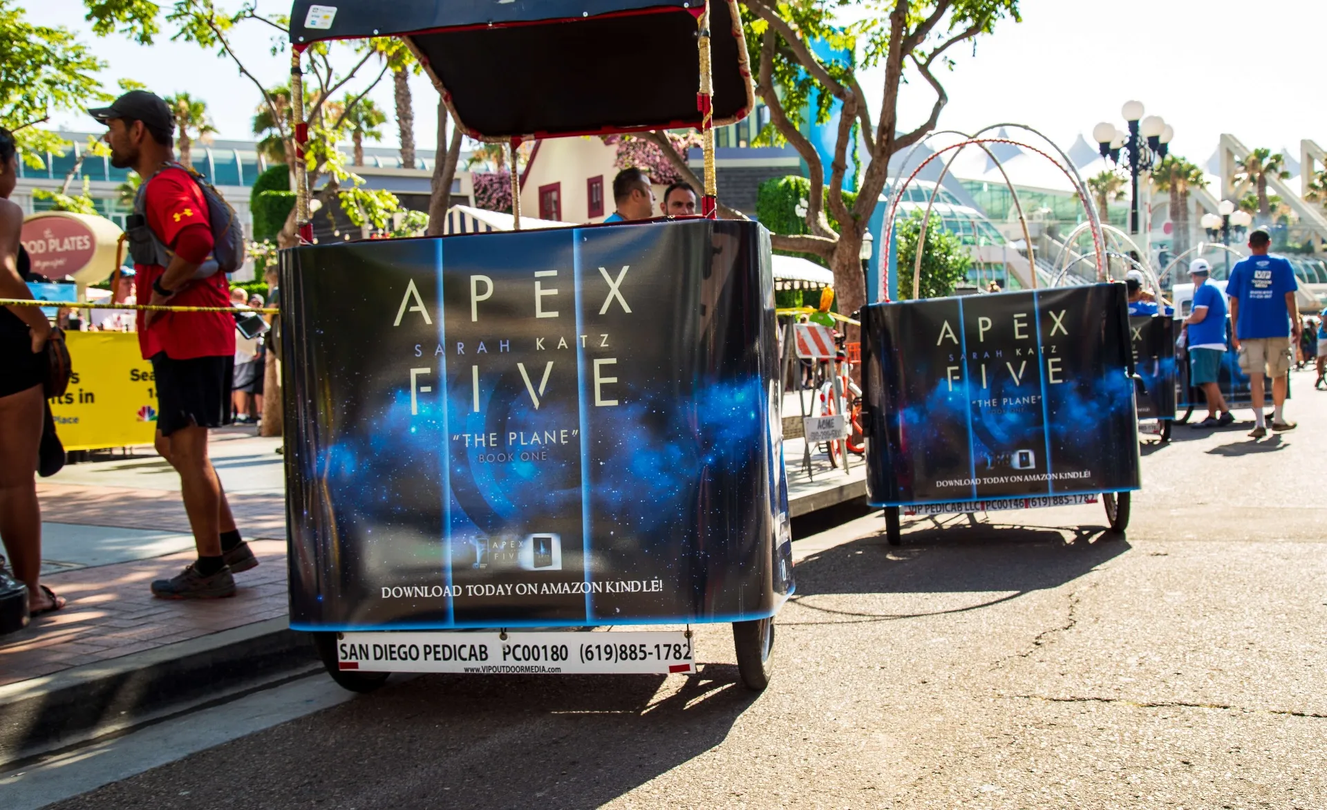Apex Five book pedicab fleet advertising at San Diego Comic-Con