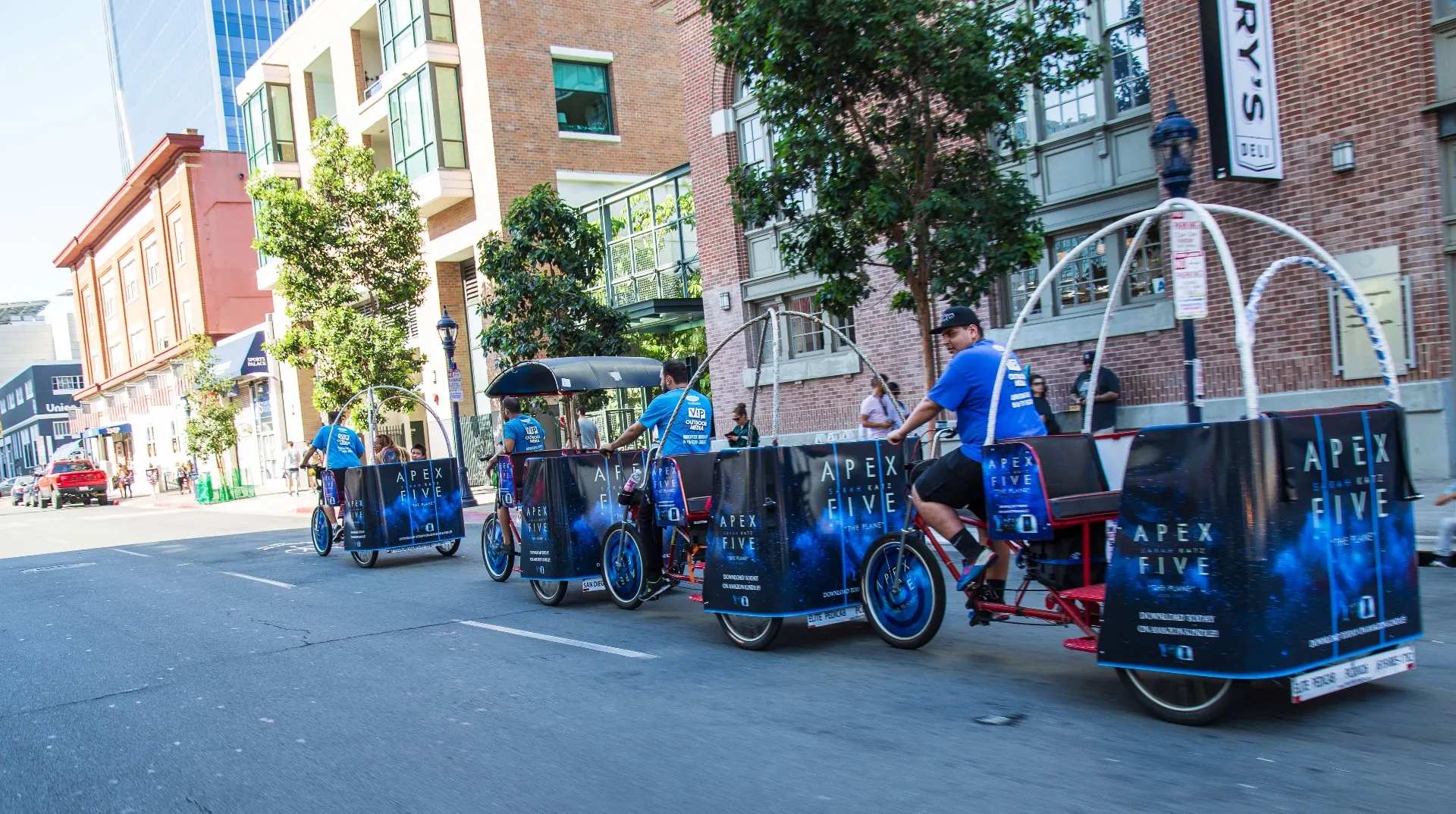 Apex Five fleet rolling through downtown San Diego during Comic-Con