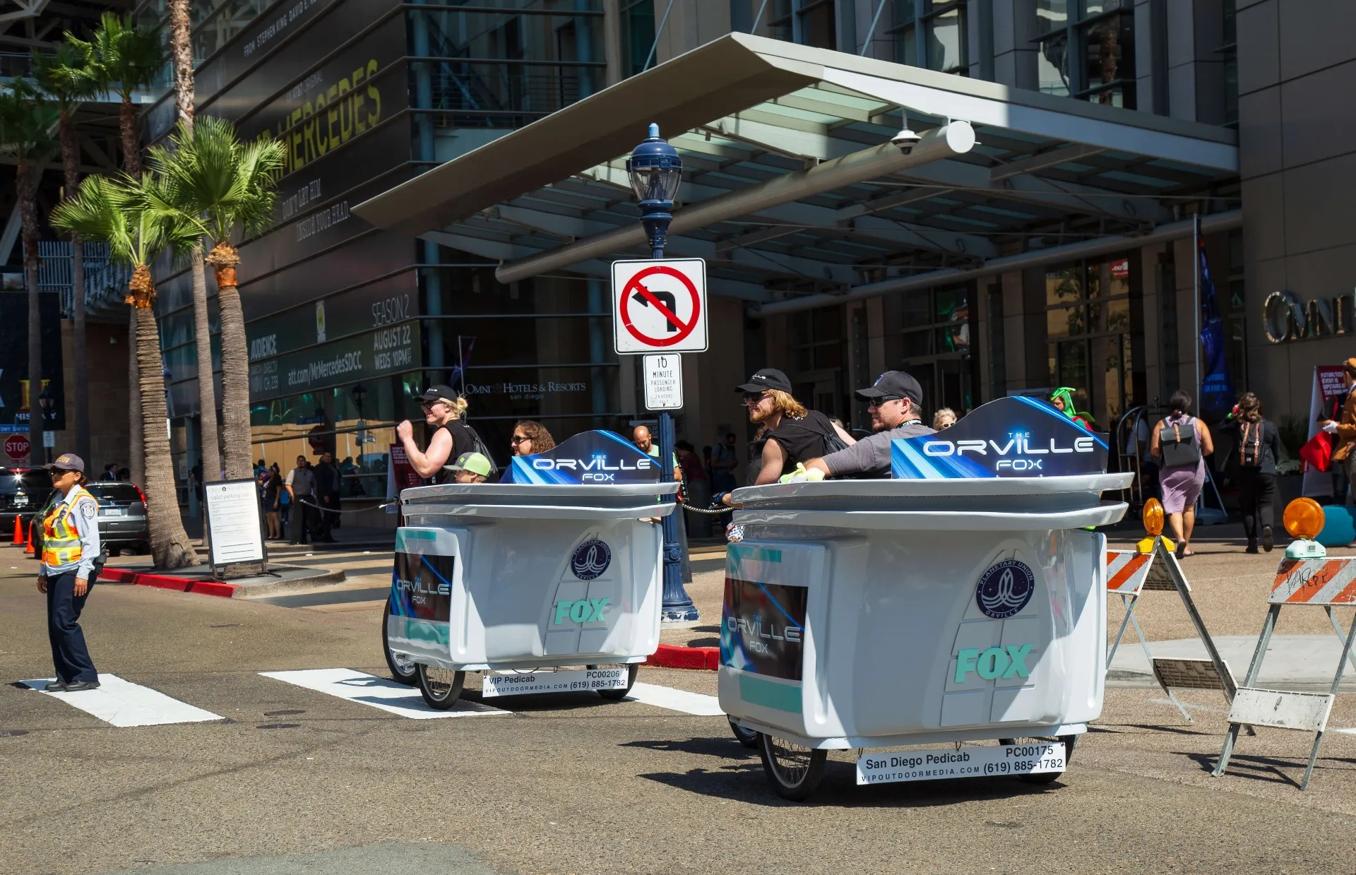 The Orville FOX pedicab fleet near Omni Hotel at Comic-Con